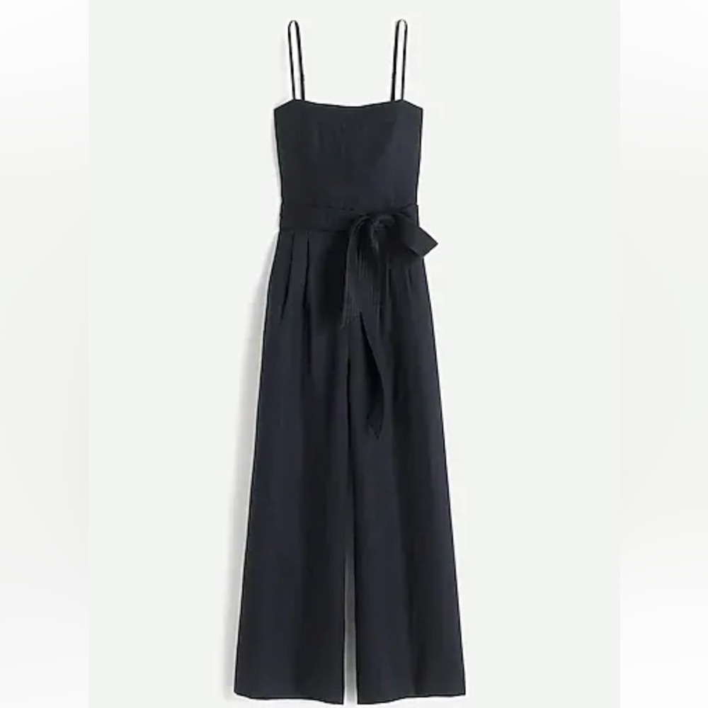 NWT Jcrew tie-waist linen jumpsuit in black